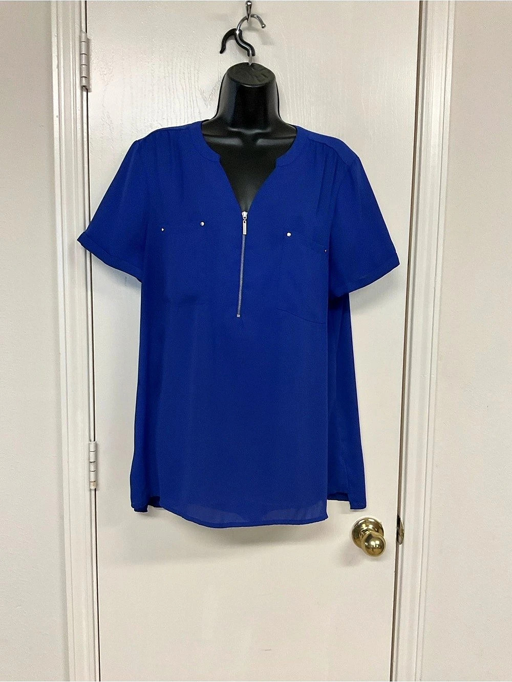 Apt. 9 Short Sleeve Zip-Front Blouse